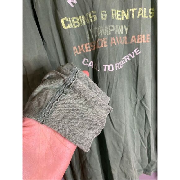 Aerie Green Crewneck NewYork Cabin Rentals Company Lake Long Sleeve XL NWOT - Picture 3 of 7